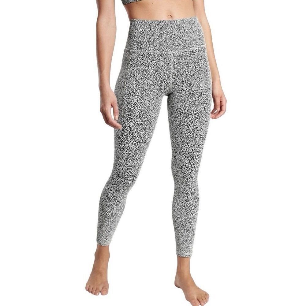 ATHLETA Salutation Stash II Textured Tight Leggings XS Black White Pockets Gym